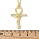 Латунный микропаве прозрачный кубический цирконий ожерелья с подвеской в виде креста анкх NJEW-S446-01G-3