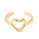 Ion Plating(IP) 304 Stainless Steel Heart Open Cuff Ring for Women RJEW-I085-09G-2