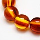 Fornituras de abalorios de la joya budista resina de imitación de color ámbar sangre hebras de perlas reronda X-RESI-L002-6mm-G010-2