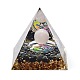 オルゴナイトピラミッド樹脂エネルギー発生器  レイキ天然ローズクォーツと黒曜石チップが内側にあり、ホームオフィスのデスクの装飾に最適です。  59.5x59.5x59.5mm DJEW-D013-01H-1