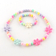 Цветок акриловые кулон ожерелья и браслеты простирания комплекты ювелирных изделий X-SJEW-R048-05-3