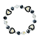 Braccialetto elasticizzato con perline di vetro a forma di cuore e fiore BJEW-JB09651-3