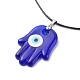 Blaue Bunte Malerei-Halskette mit bösem Blick-Anhänger und gewachster Kordel für Damen NJEW-JN03955-02-1