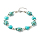 Heart & Tortoise Synthetic Turquoise Beaded Anklet AJEW-AN00459-02-1