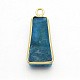 Natural Agate Crystal Electroplate Trapezoid Pendants G-F168-09-3