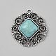 Подвески из синтетической бирюзы в тибетском стиле с паве PALLOY-CJC0025-01AS-F-1