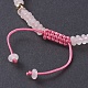 Natural Rose Quartz Braided Bead Bracelets BJEW-O175-C13-3