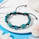 Synthetic Turquoise Starfish & Turtle Braided Bead Bracelet BJEW-TA00388-01-2