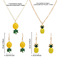 Fibloom 2 ensembles 2 collier pendentif ananas en alliage de style et boucles d'oreilles pendantes SJEW-FI0001-01-2