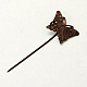 鉄のかんざしヘアスティックパーツ  真鍮の蝶トレイ付き  ニッケルフリー  赤銅鉱  58mm IFIN-I010-R-NF-1