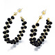 Aretes de perlas de vidrio negro envueltos en latón para mujer EJEW-N011-101-4