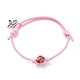 Bracelet cordon perlé émail fleur avec breloque papillon BJEW-JB07677-4