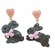 イースターアクリルダングルスタッドピアス  兎  グレー  52x26~36mm&nbsp;FS-WG53F52-03-2