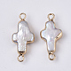Conectores de eslabones de perlas keshi de perlas barrocas naturales chapadas PEAR-Q014-002-2
