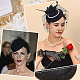 FINGERINSPIRE 2 Pcs Stewardess Pillbox Hat Black & White Oval Pillbox Hat Base with Flower Lace Fascinator Hat Base 6.5x5.7x0.7inch Polyester Millinery Women Hat Material Supply for DIY Party Hat FIND-FG0002-68-6