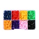 8色のDIYヒューズビーズキット  正方形のabcプラスチックペグボード付き  アイロン用紙とプラスチックピンセット  ミックスカラー  5x5mm  穴：3mm  480pc DIY-X0295-01A-5mm-2