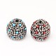 Platinum Plated Brass Polymer Clay Rhinestone Cord Ends RB-L025-24-1