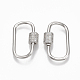 Brass Micro Pave Clear Cubic Zirconia Screw Carabiner Lock Charms ZIRC-T010-10P-1