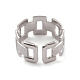 304 Stainless Steel Hollow Out Rectangle Open Cuff Rings for Women RJEW-G285-55P-3