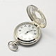 Старинные полые плоские круглые цинкового сплава кварцевые часы головки для карманные часы кулон ожерелье материалы WACH-R005-32-3