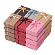 Cajas de joyas de cartón rectangular rellenas de algodón kraft con bowknot CBOX-D028-04-1