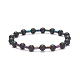 Stretch-Armband mit runden Perlen aus natürlichem Lavagestein und Glassäulen BJEW-JB08623-3