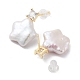 Star Natural Pearl Stud Earrings with Brass Glass and 925 Sterling Silver Pins EJEW-P256-89G-2