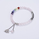 Natural Rose Quartz & Gemstone Charm Bracelets BJEW-JB03502-02-1