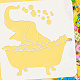 Fingerinspire 象の入浴ステンシル 11.8x11.8 インチ プラスチック ペット ペインティング ステンシル 入浴象のステンシル 動物描画テンプレート 再利用可能なテンプレート 家の壁床ドア装飾用 DIY-WH0391-0327-3
