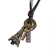 Adjustable Retro Zinc Alloy Pendant and Leather Cord Choker Lariat Necklaces NJEW-BB16014-A-10