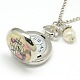 Reloj de bolsillo collar colgante redondo y plano porcelana de aleación WACH-N013-08-3