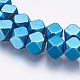 電気メッキ非磁性合成ヘマタイトビーズ連売り  多面カット  正方形  ブルーメッキ  6x6x6mm  穴：1mm  約70個/連  15.8インチ G-K237-15G-2