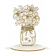 Biglietto di auguri con bouquet di fiori in legno AJEW-WH0441-004-1