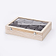木製のブレスレットのプレゼンテーションボックス  ガラスとベルベットの枕で  蓋トレイジュエリーディスプレイボックス付き12グリッド枕  長方形  アンティークホワイト  35x24x7.5cm ODIS-P006-04-2