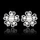 Pretty Flower Tin Alloy Rhinestone Imitation Pearl Stud Earrings BB08813-P-2