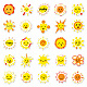 50 pièces autocollants auto-adhésifs en pvc sur le thème du soleil de dessin animé PW-WG89750-01-4