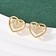 Серьги-гвоздики в форме сердца из латуни с прозрачным фианитом и прозрачным фианитом EJEW-F400-28A-G-1