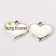 Wedding Theme Antique Silver Tone Tibetan Style Heart with Ring Bearer Rhinestone Charms X-TIBEP-N005-15-2
