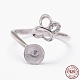 Componentes del anillo de dedo tipo brazalete de plata de ley con baño de rodio STER-P030-04P-1