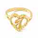 Real 18K Gold Plated Brass Alphabet Adjustable Rings RJEW-M139-18J-2
