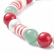 Bracciale elasticizzato in avventurina verde naturale e giada mashan e perle di conchiglia con ciondolo in lega di fiocco di neve natalizio BJEW-TA00089-6