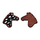 環境に優しい牛革レザーのビッグペンダント  染色木材  馬の頭  ブラック  53.5x42x3mm  穴：2mm FIND-N049-20D-2