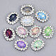 Resin Rhinestone Cabochons with Crystal Rhinestone and Brass Findings RB-S066-22S-3