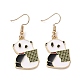 Boucles d'oreilles panda en émail pour femme EJEW-Z015-11-1