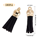 SUNNYCLUE 100Pcs Key Ring Tassels Black Faux Leather Tassel Golden Jumping Rings Charm Setting Gold Caps Tassel for Jewellery Making DIY Keychain Car Key Handbag Bags Cellphone Accessories Craft FIND-SC0003-22A-2