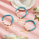 Bracelet extensible en perles rondes turquoises synthétiques BJEW-PH01531-02-3
