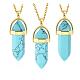 Bullet Natural Turquoise Pointed Pendant Necklaces NJEW-BB00024-03-1