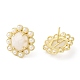 Boucles d'oreilles hexagonales en pierre de lune naturelle avec perles en plastique EJEW-E287-01G-02-1