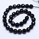 Faceted Round Natural Black Onyx Beads Strands G-L417-11-12mm-2