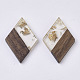 Transparent Resin & Walnut Wood Pendants X-RESI-T042-01-A01-1